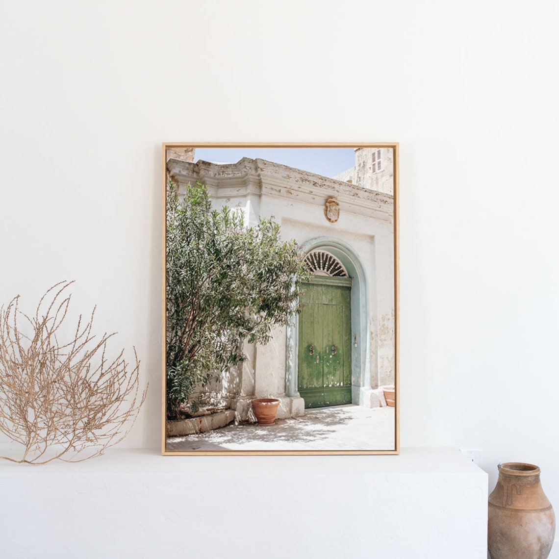 Rustic Green Door On White Building In Puglia Italy Street Poster - Image 3