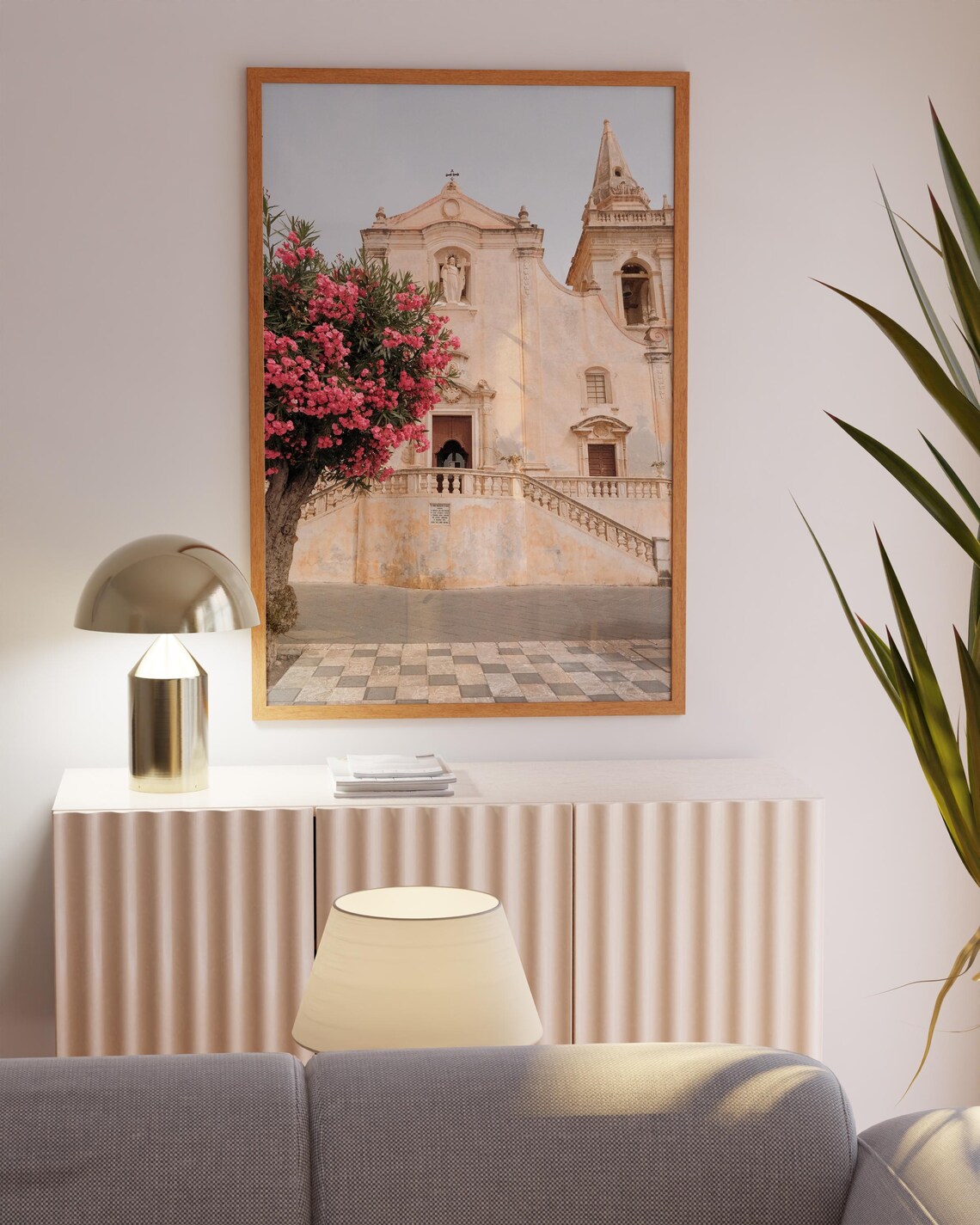 Pink Church Art Taormina Photography Pink Southern Italy Wall Art Mediterranean Europe Wall Art Sicily Summer Poster - Image 3