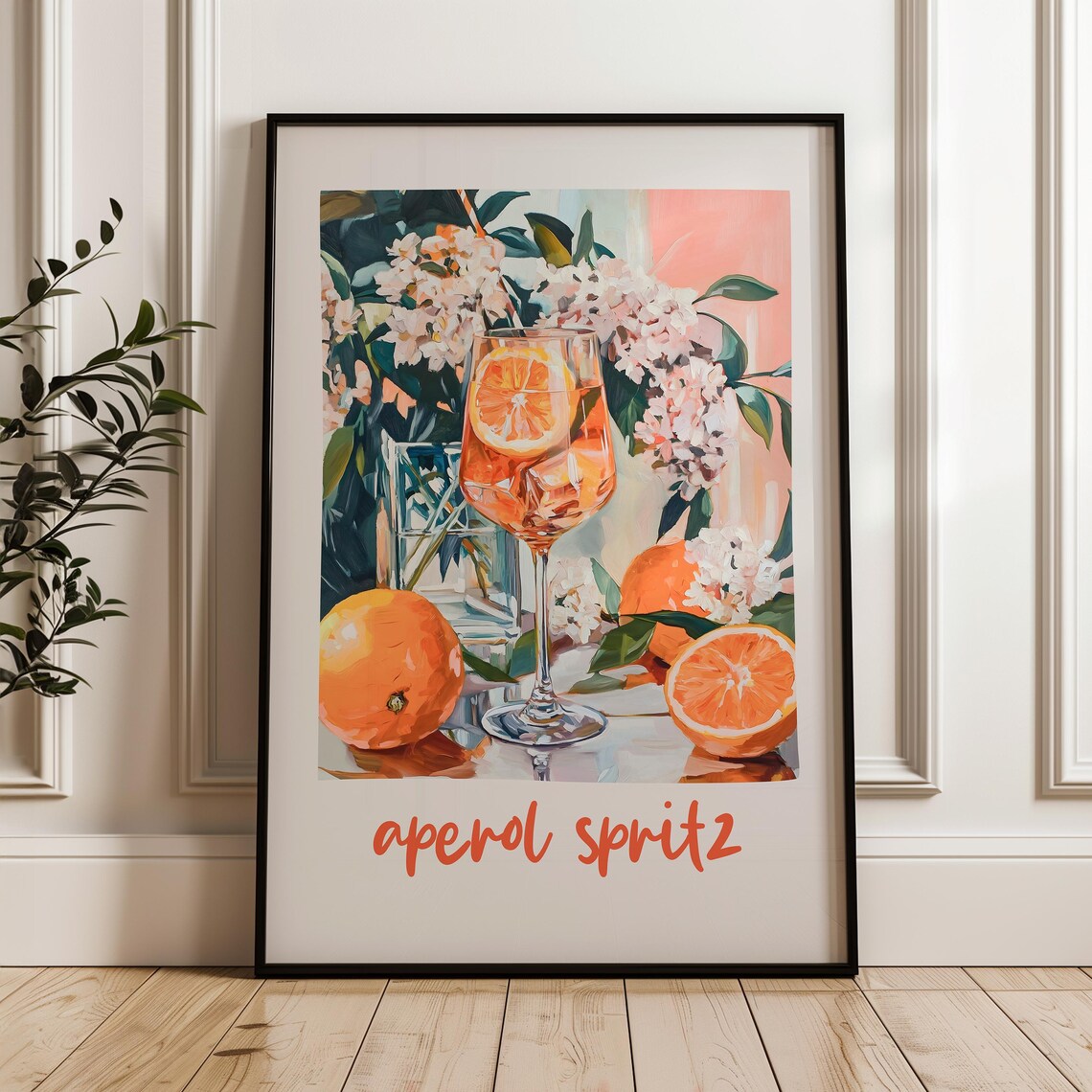 Aperol Spritz Cocktail Orange Citrus Floral Painting Bar Poster - Image 2
