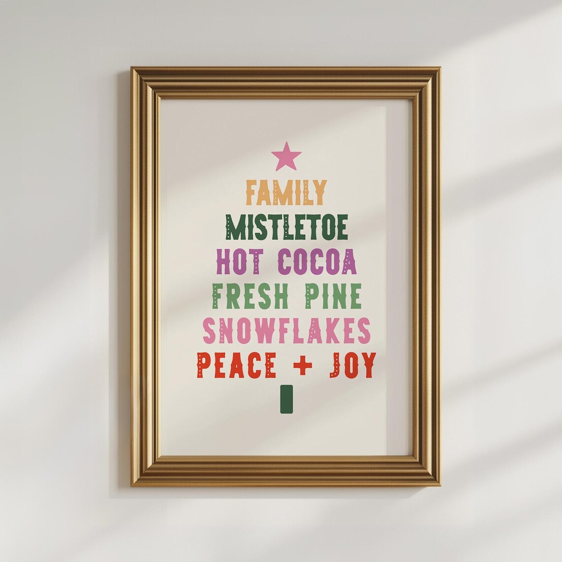 Green Star Christmas Tree Word Art Fresh Pine Snowflakes Poster - Image 2