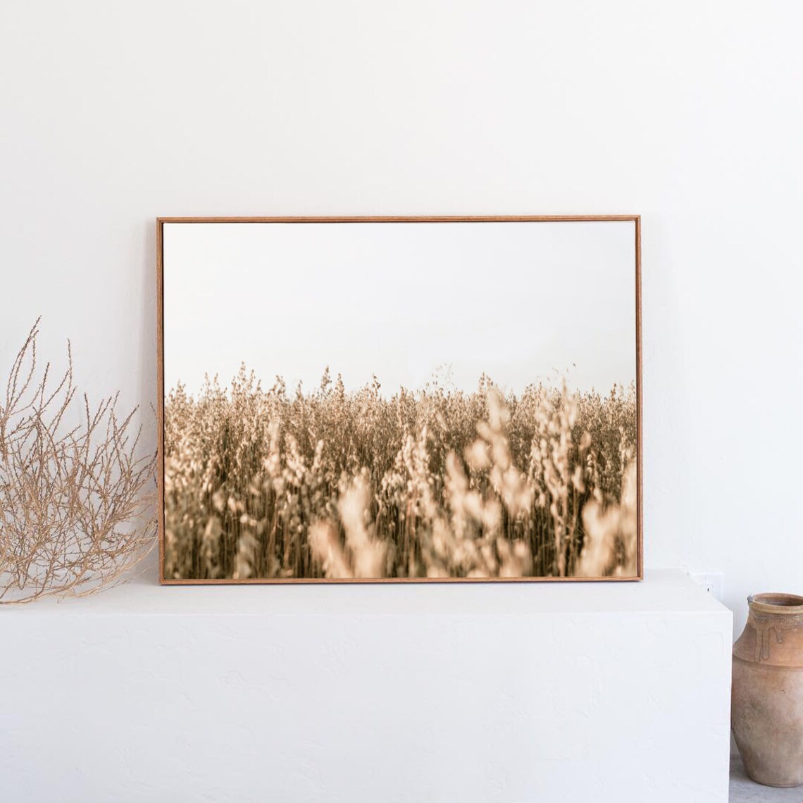 Golden Wild Grass Field in Soft Morning Light Photography Poster - Image 3