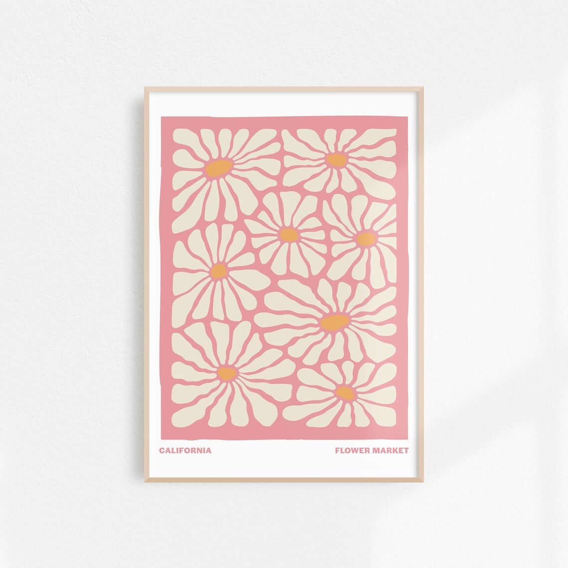 Flower Market California Art Poster, Danish Pastel