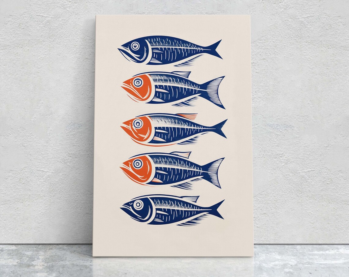 Sardines, Modern Scandinavian Fish Wall Art Print