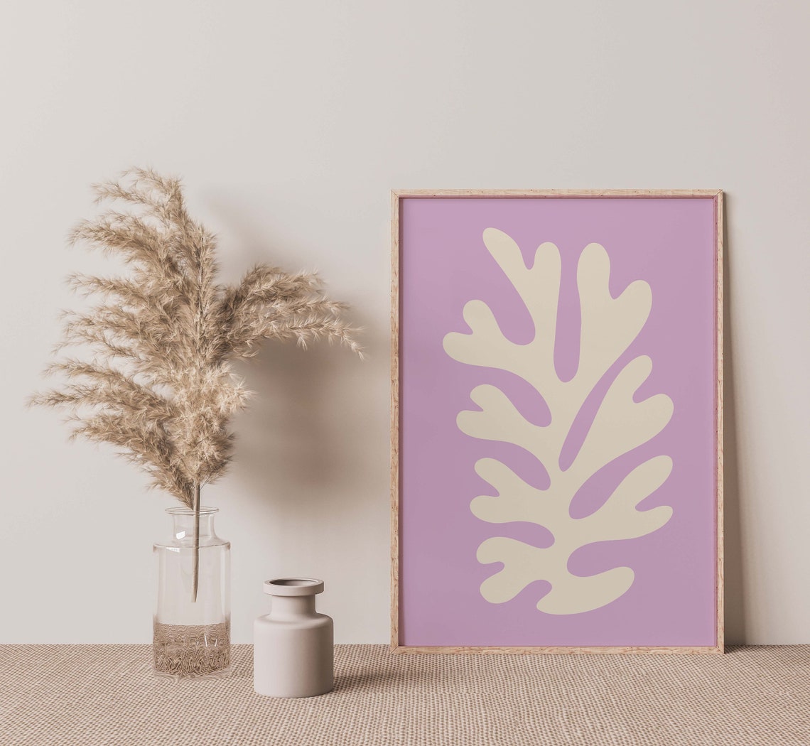 Matisse Inspired Lilac Cut Out Leaf Modern Abstract Art Poster - Image 3