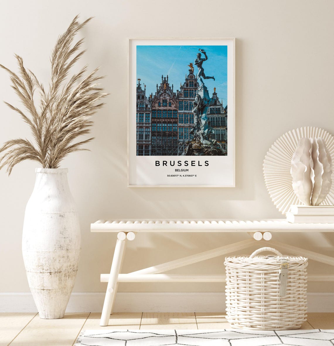 Brussels Belgium Historic Old Town Square With Fountain Poster - Image 3