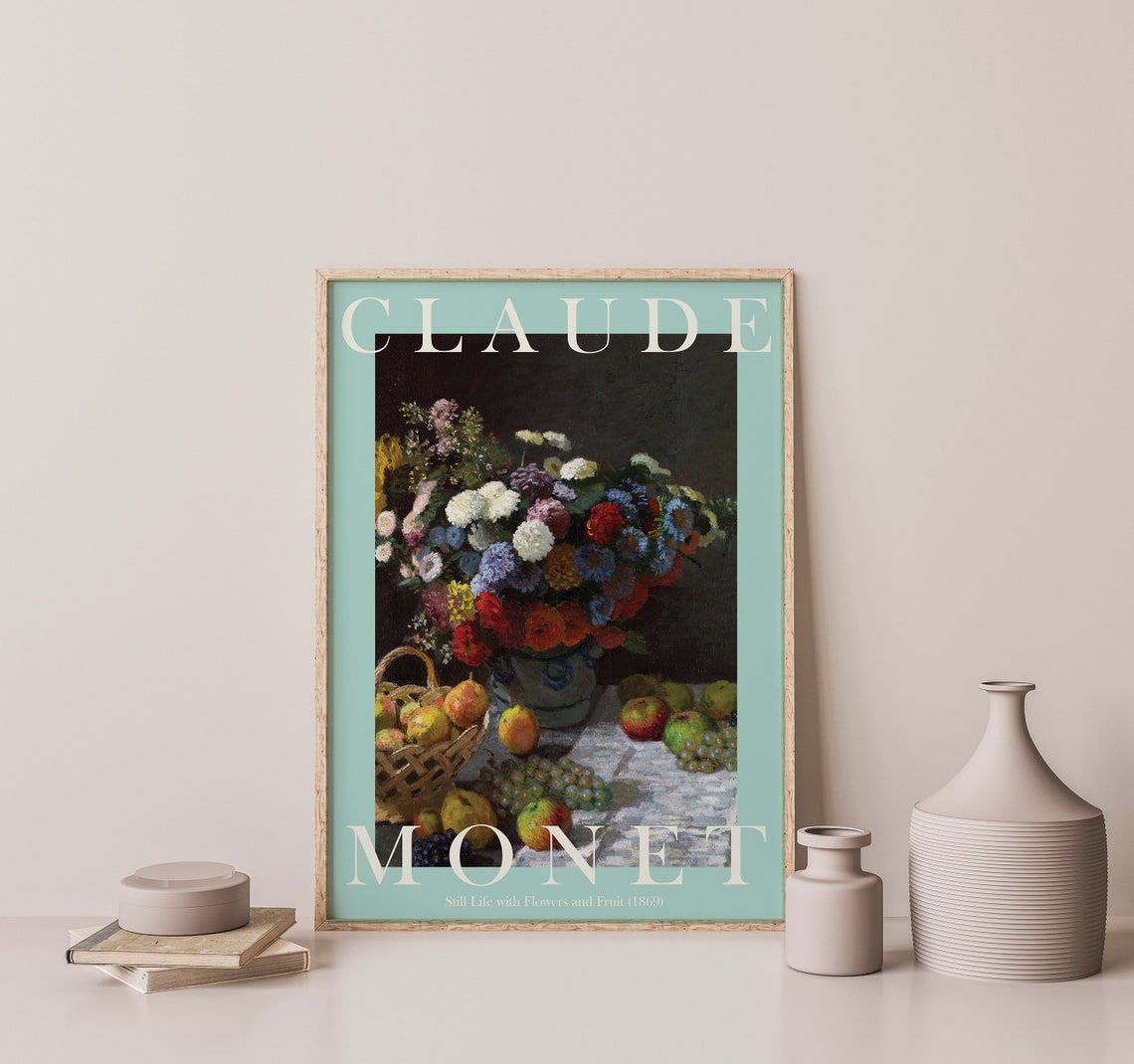 Claude Monet Still Life with Flowers and Fruit 1869 Table Poster - Image 2