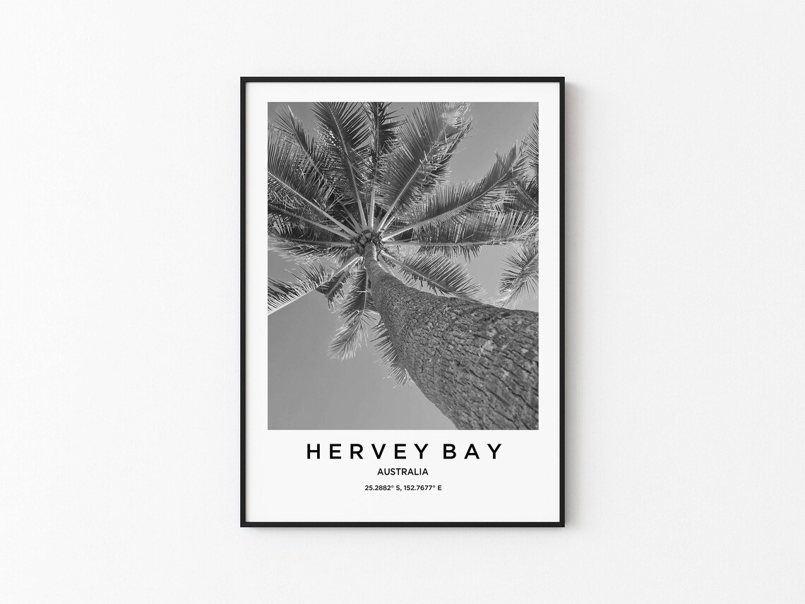 Hervey Bay Travel Poster, Map and Photo Art