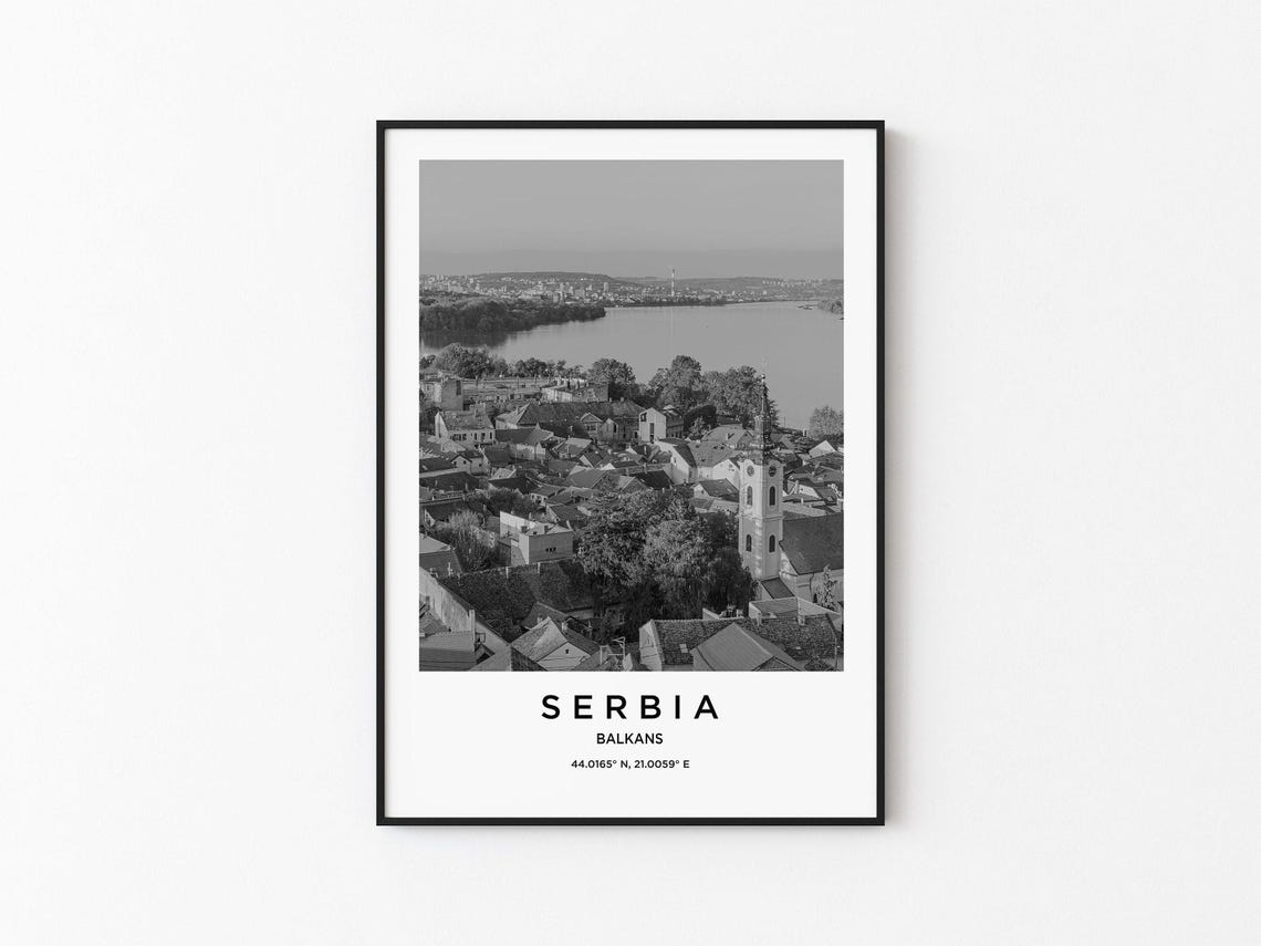 Serbia Travel Poster, Serbia Map Art