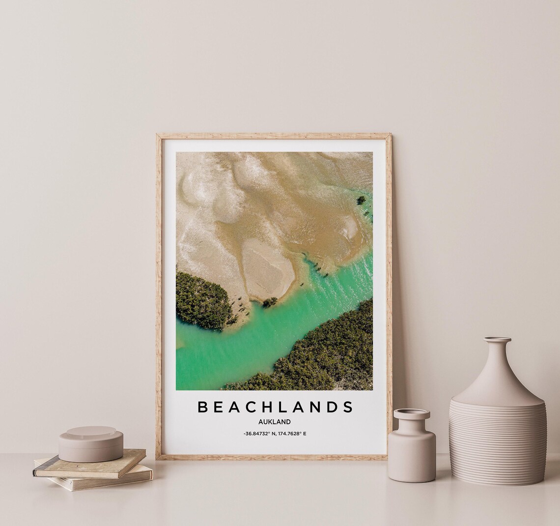 Beachlands Auckland Turquoise Estuary Aerial Photo Travel Poster - Image 2