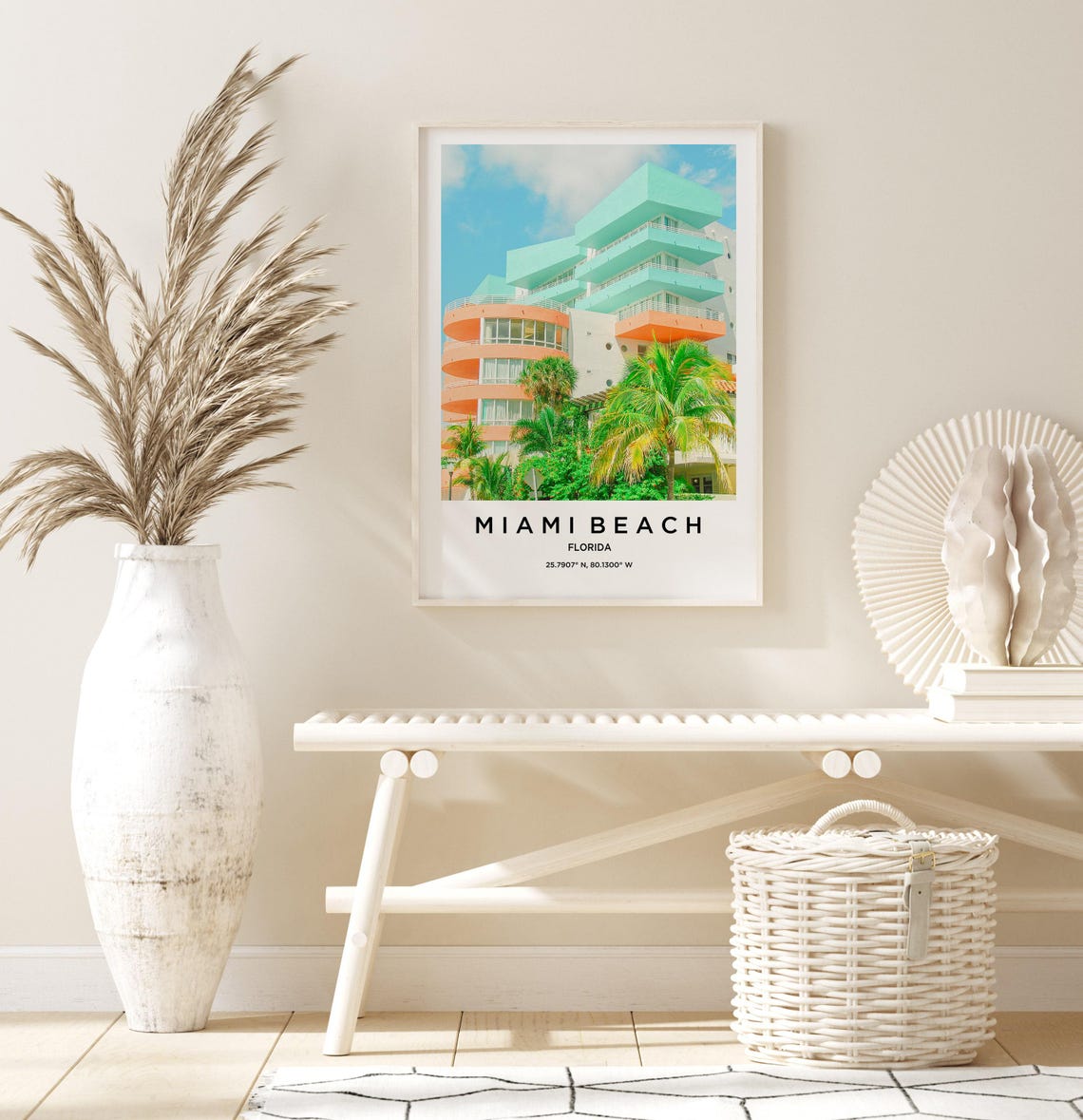 Miami Beach Florida Pastel Art Deco Hotel Palm Trees Photo Poster - Image 3