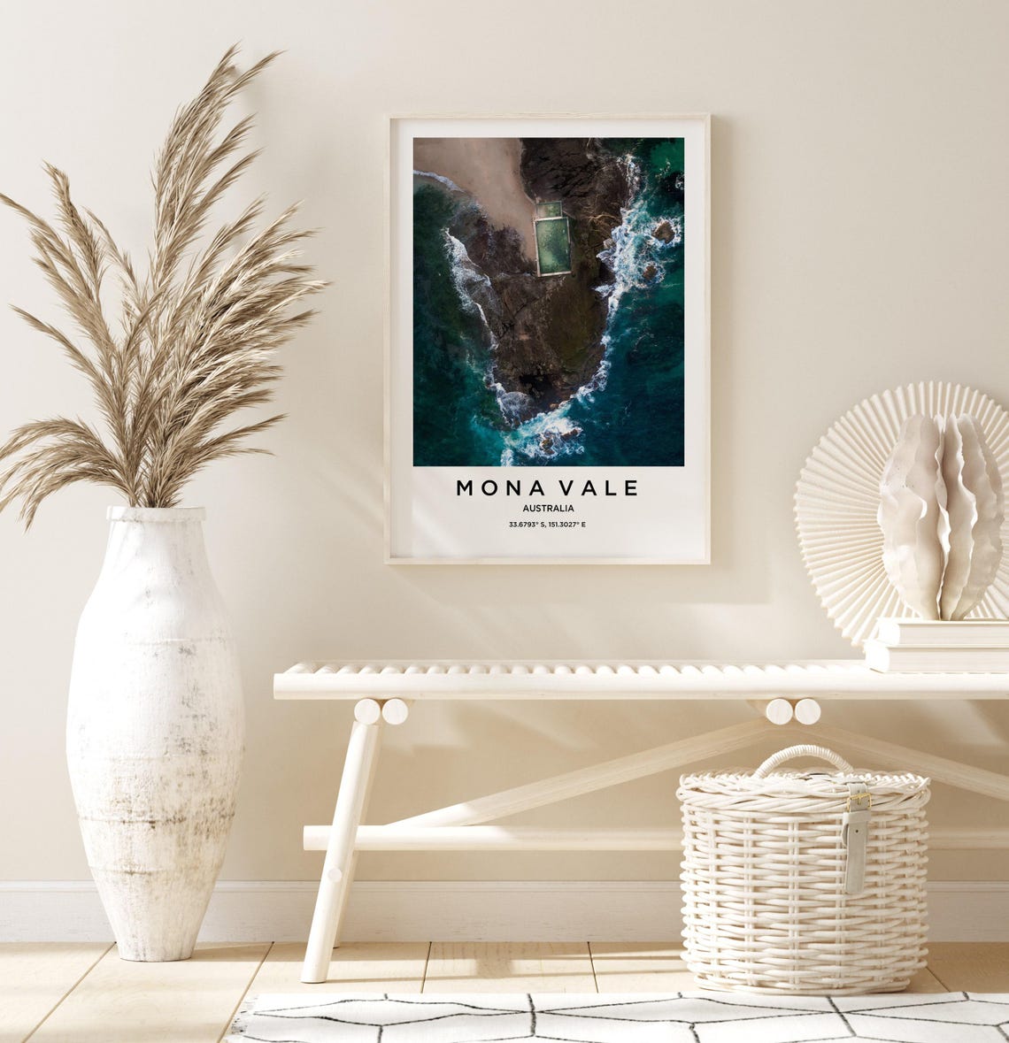 Mona Vale Australia Aerial Ocean Pool Drone Coastal Travel Poster - Image 3