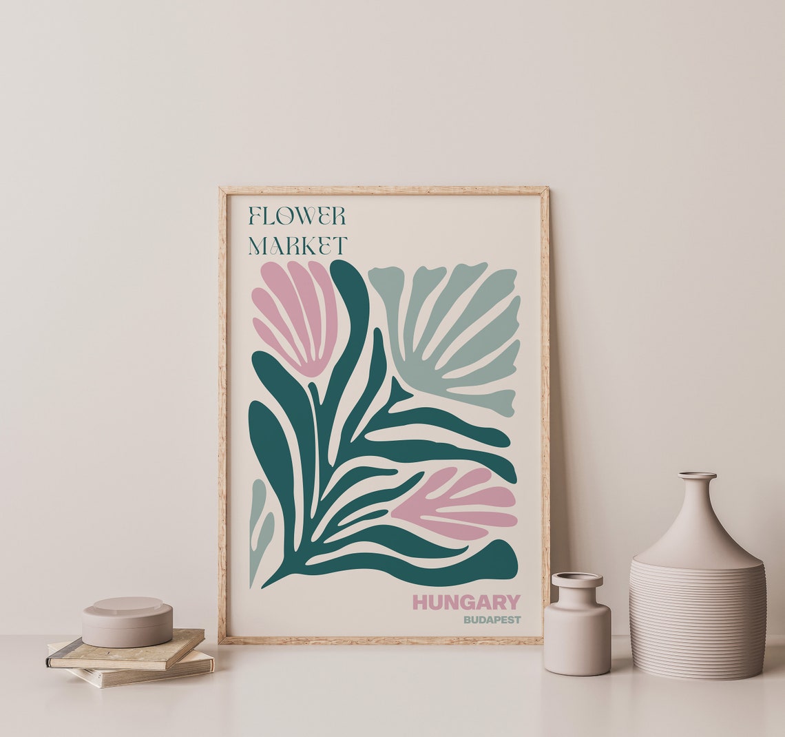 Hungary Flower Market Budapest Abstract Botanical Style Poster - Image 3
