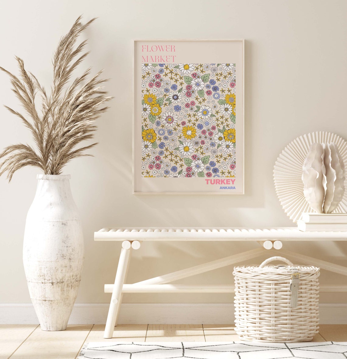 Turkey Ankara Flower Market Colorful Daisy Floral Travel Poster - Image 2