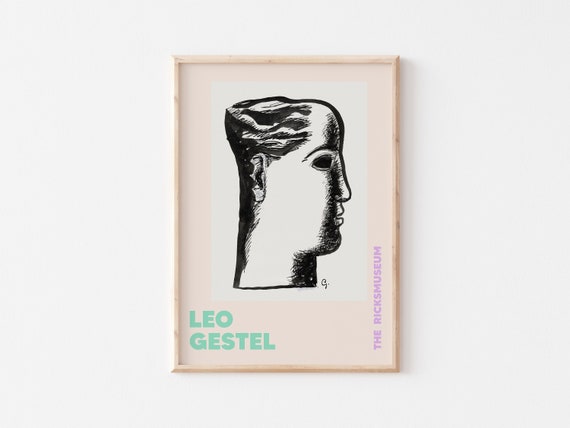 Leo Gestel Line Art Exhibition Poster Womens Head Drawing Modern Vintage Art Museum Decor Pastel Aesthetic Minimal Poster