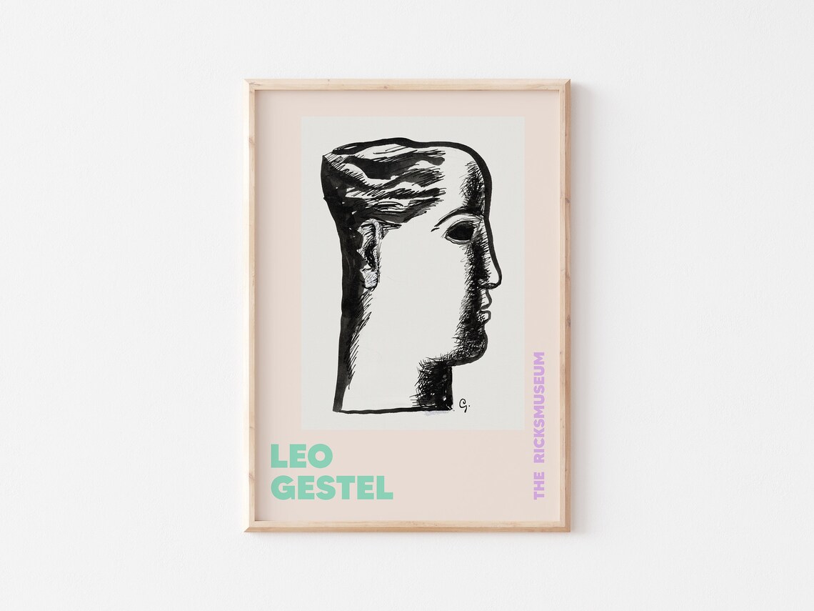 Leo Gestel Woman Head Ink Line Drawing Rijksmuseum Exhibition Poster