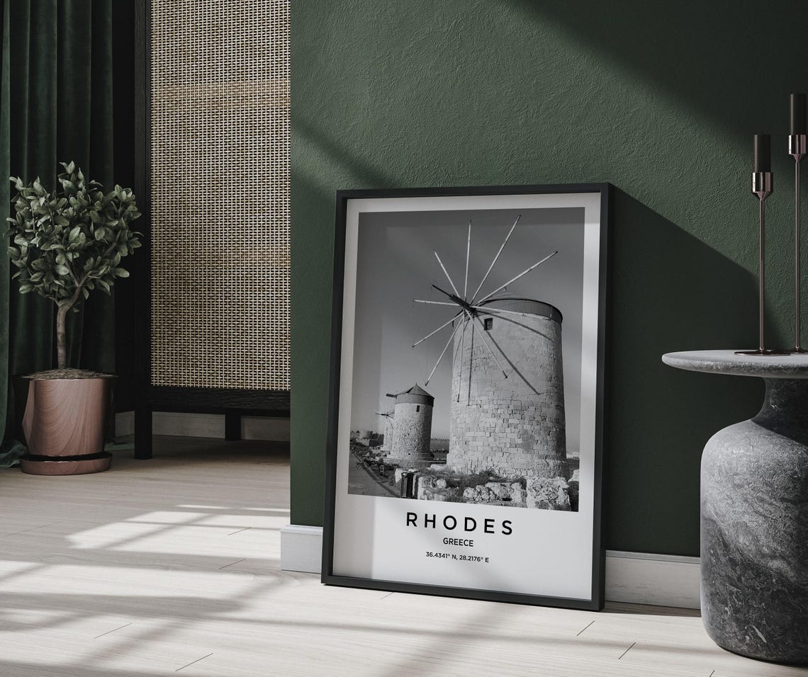 Rhodes Art Rhodes Print Rhodes Poster Rhodes Art Rhodes Photo Rhodes Map Rhodes Painting Rhodes Travel - Image 2