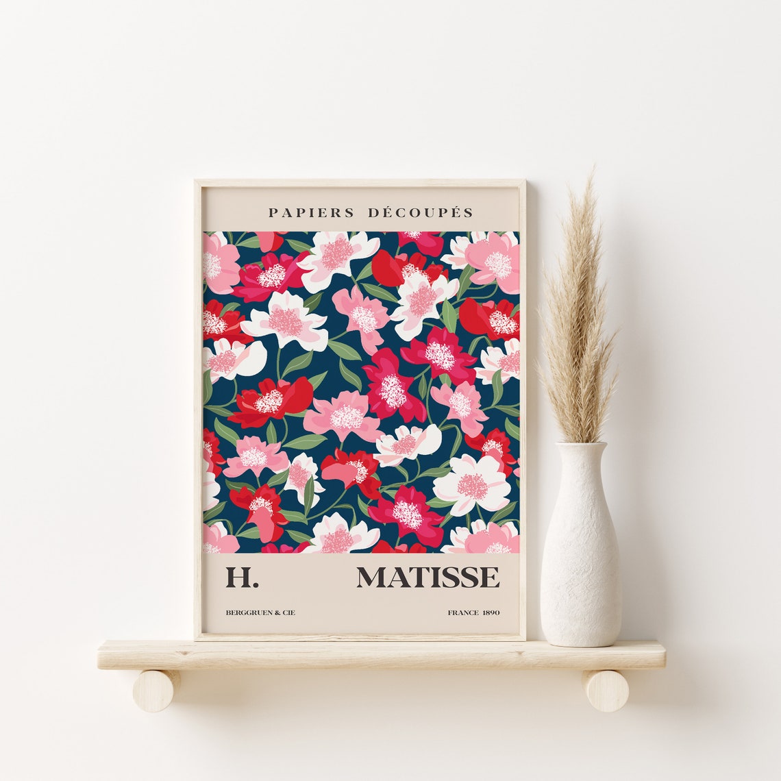 Henri Matisse Papiers Decoupes Bold Red Pink Floral Art Poster - Image 3