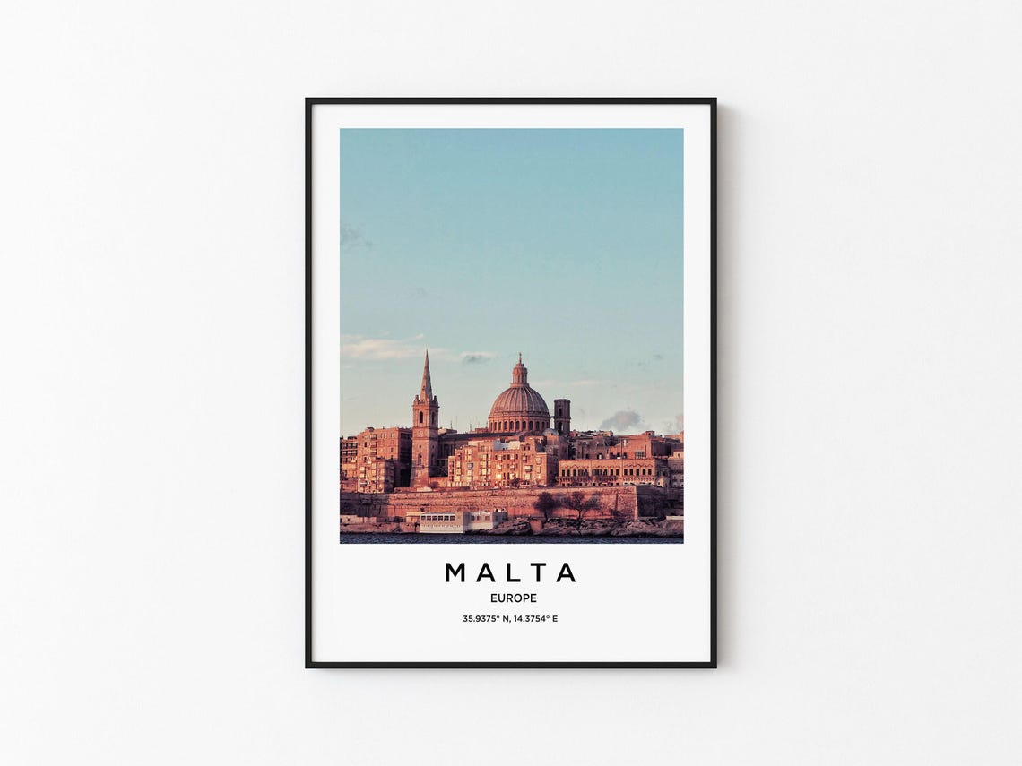 Malta Europe Historic Harbor City With Grand Dome at Sunset Poster - Image 3