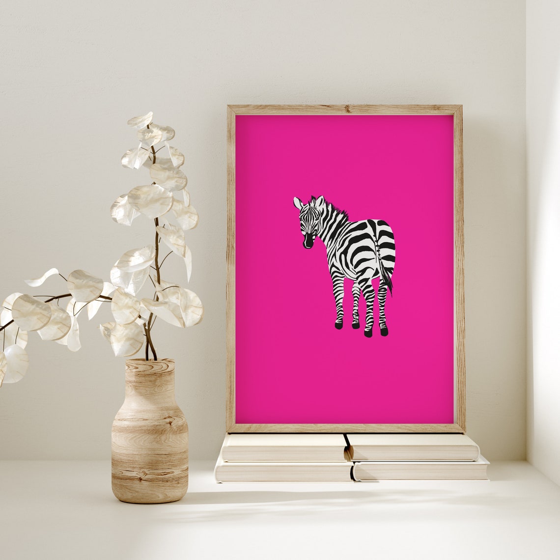 Standing Zebra Striped Silhouette Hot Pink Pop Art Animal Poster - Image 3