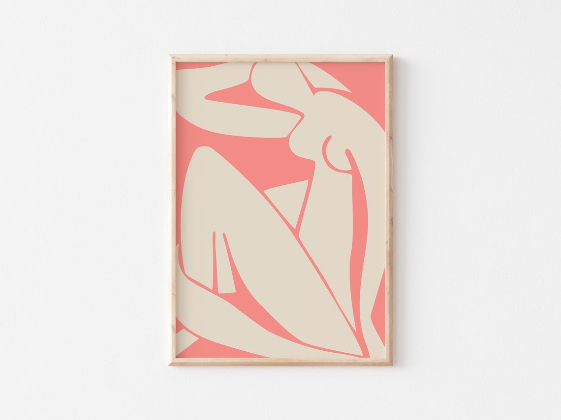Candy Pink Seated Figure Cut Out Abstract Matisse Style Poster - Image 3
