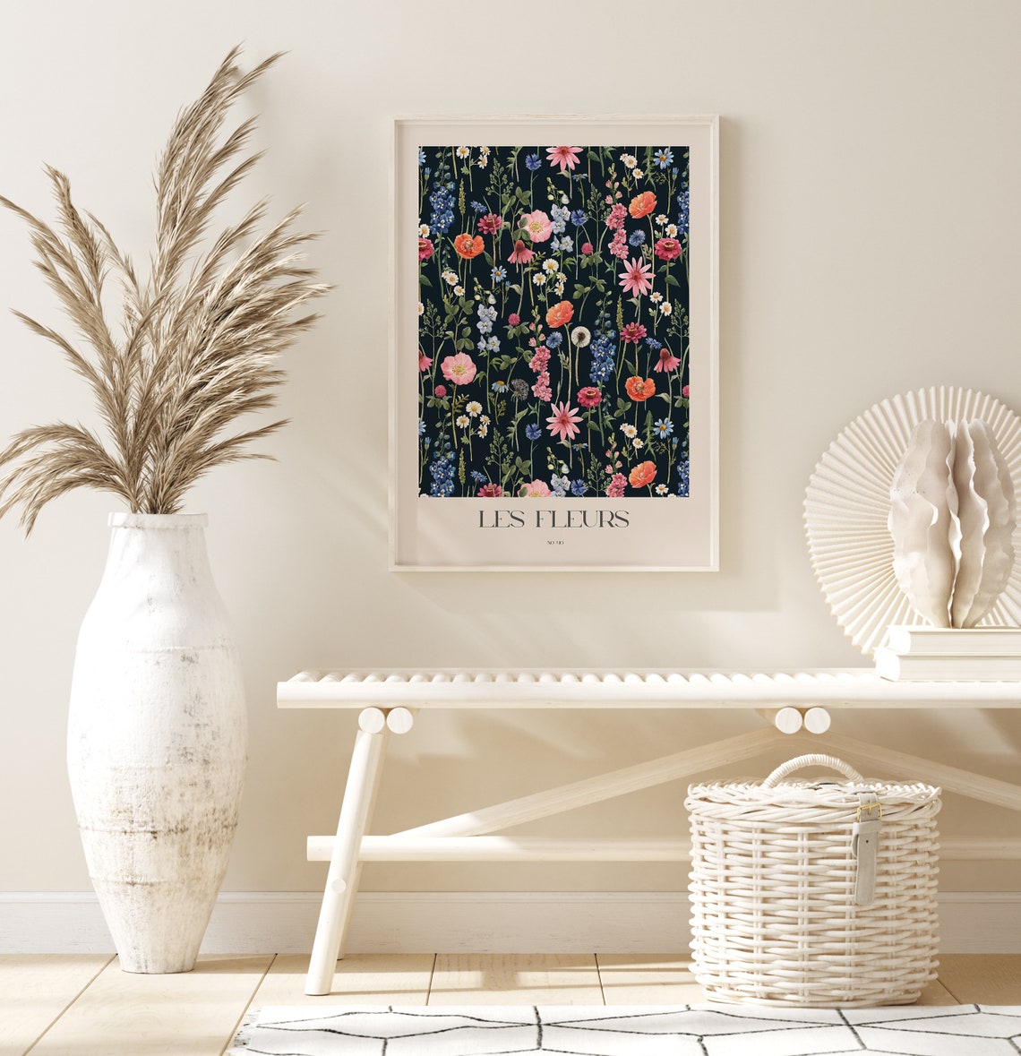 Les Fleurs No. 19 Dark Wildflower Meadow Botanical Wall Print - Image 2
