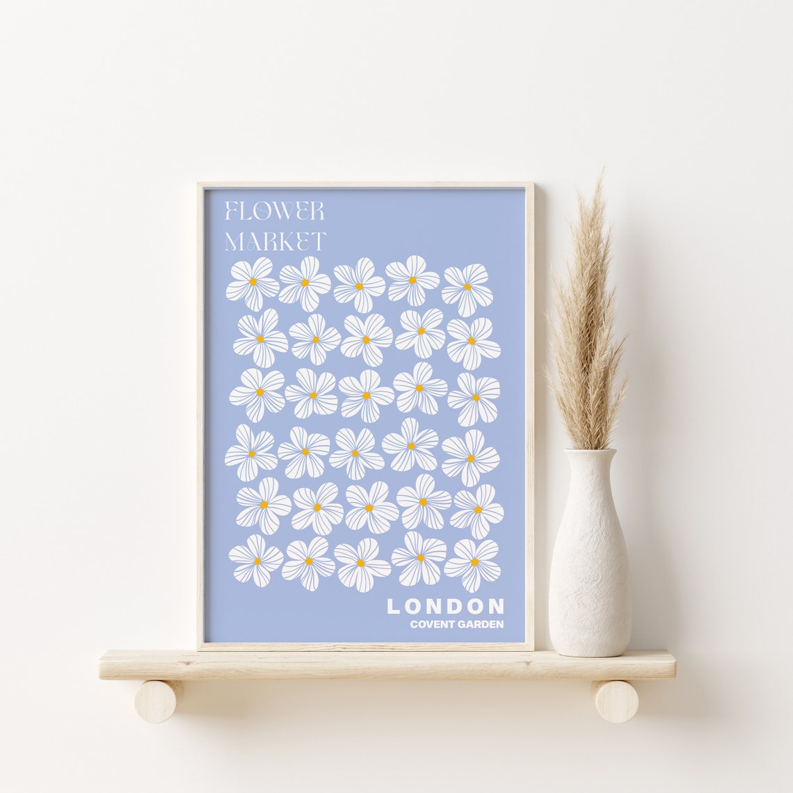London Covent Garden Flower Market White Daisy Grid Art Poster - Image 2