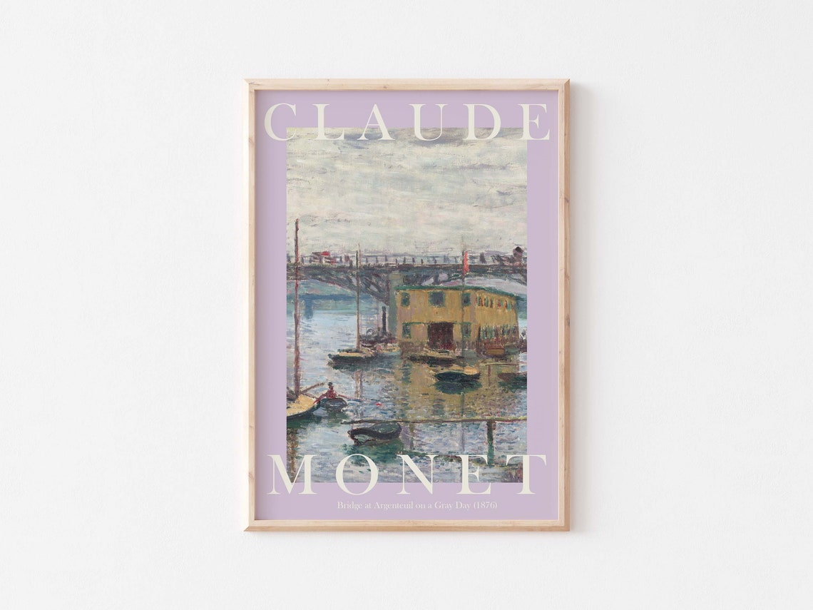 Claude Monet Bridge At Argenteuil 1876 Gray Day Seine Boats Poster - Image 3