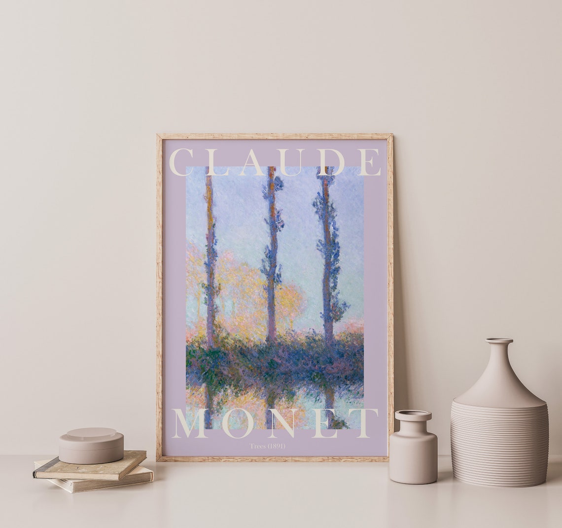 Claude Monet Trees 1891 Tall Poplar Reflections River Bank Poster - Image 2