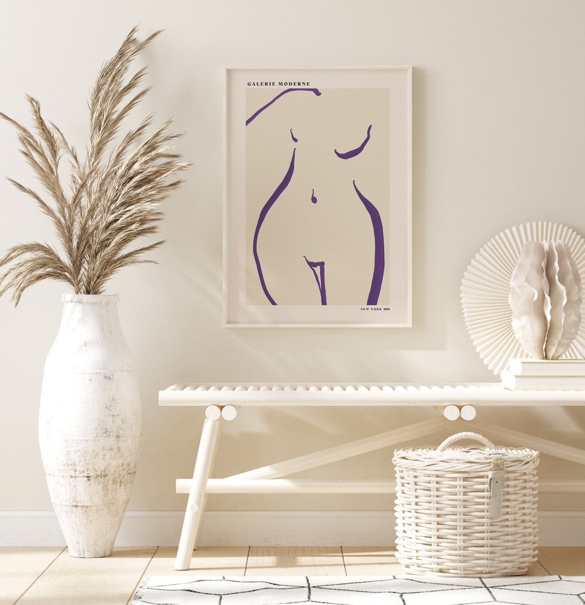 Galerie Moderne Abstract Nude Torso Purple Line Figure Poster - Image 3
