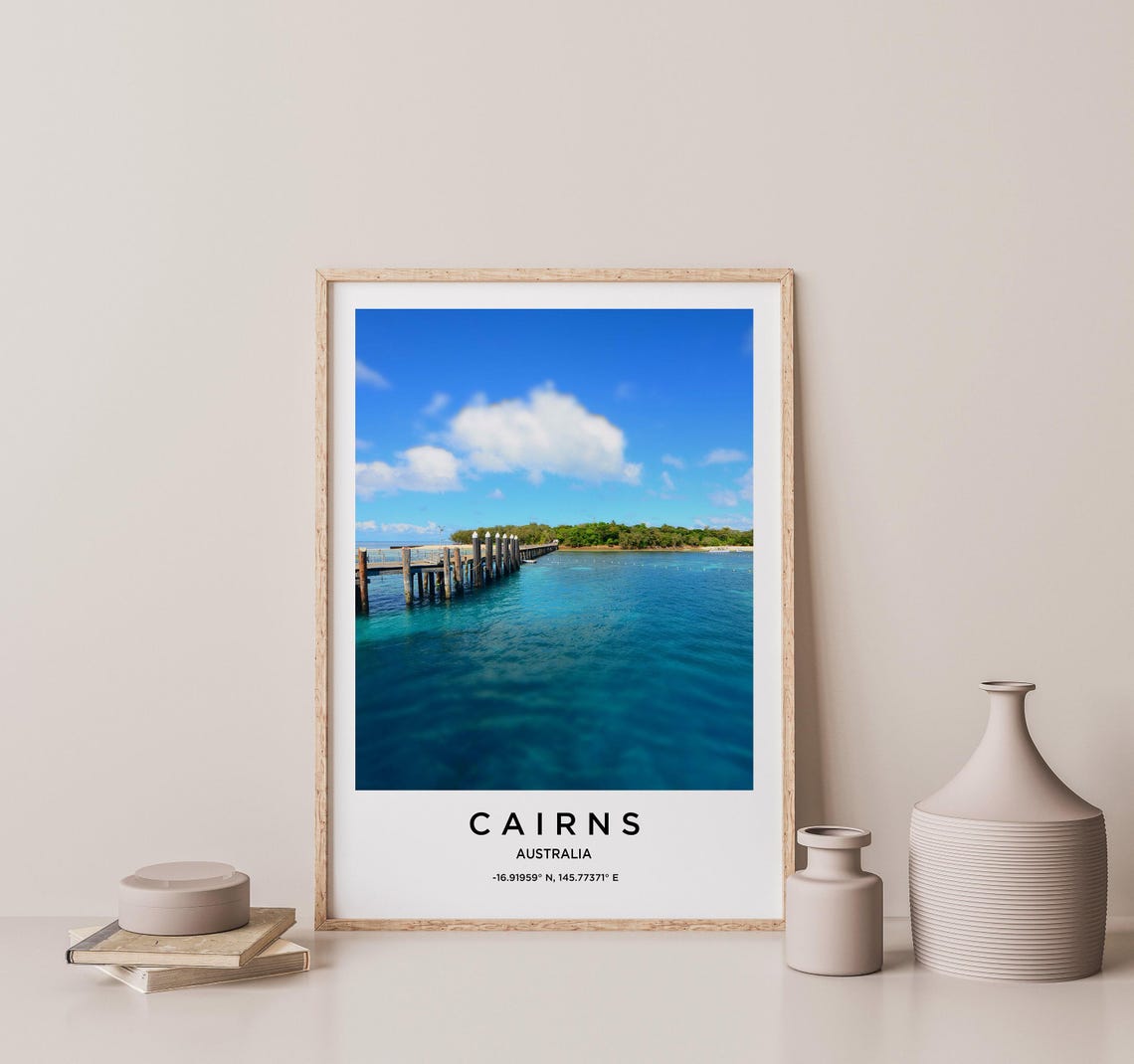 Cairns Australia Tropical Jetty Turquoise Ocean Water Photo Poster - Image 2