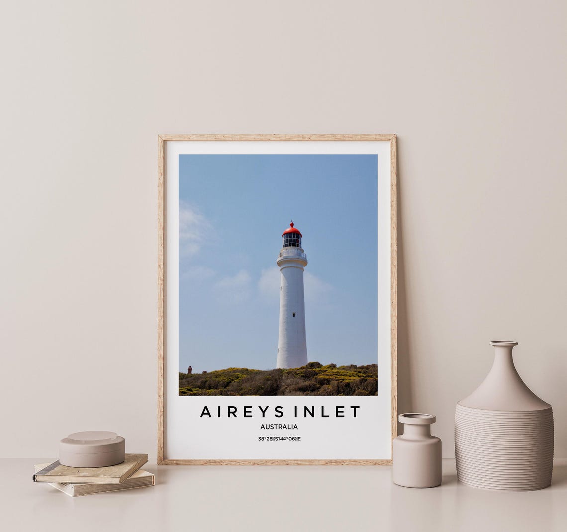 Aireys Inlet Australia White Lighthouse Red Top Coastal Photo Poster - Image 2
