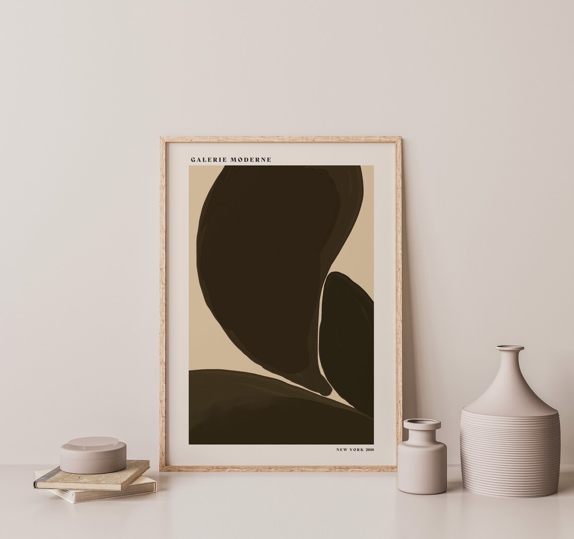 Galerie Moderne Dark Brown Organic Abstract Shapes Moody Wall Poster - Image 2