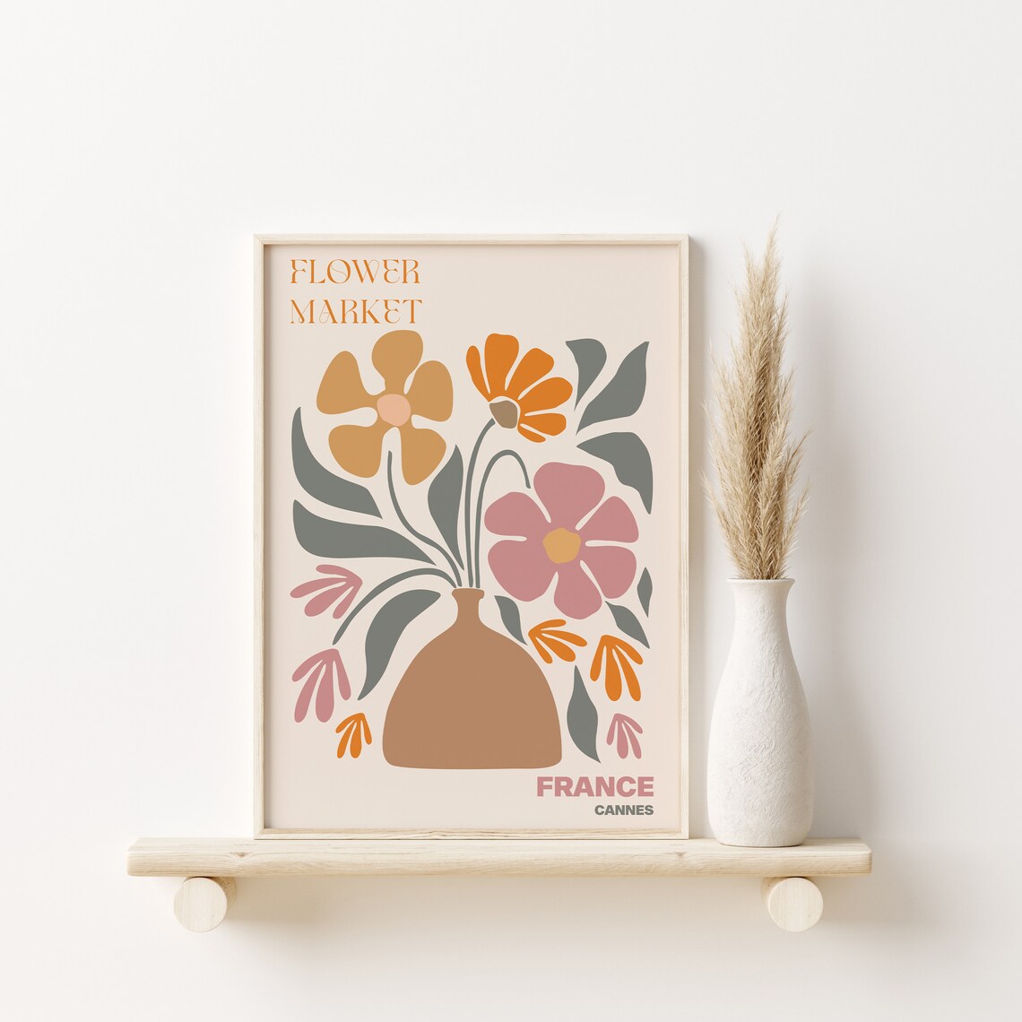 France Flower Market Poster Cannes Clay Vase Floral Still Artwork - Image 2