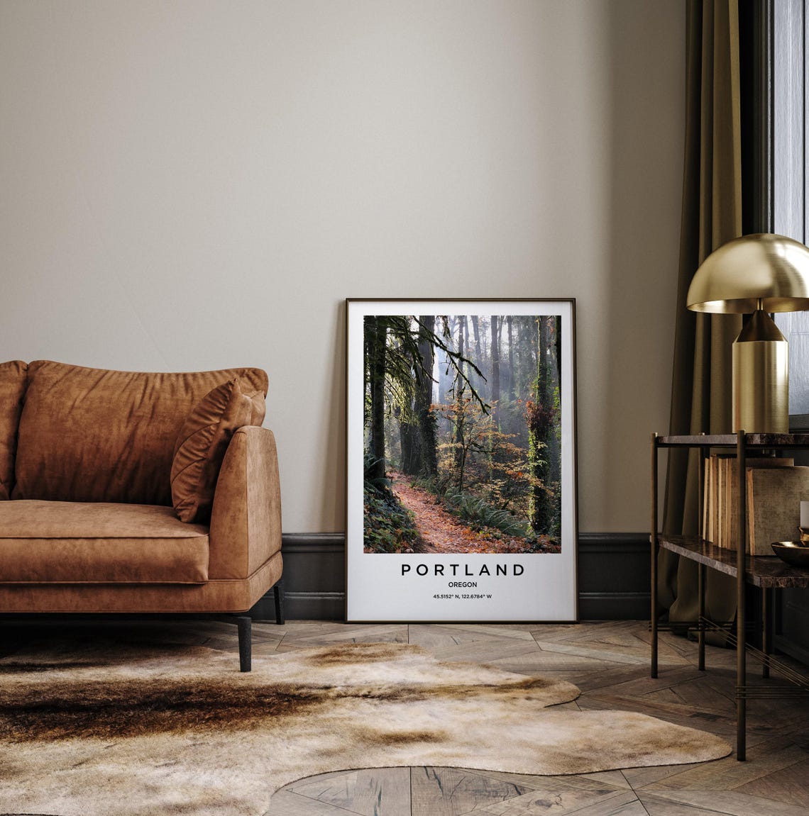 Portland Oregon Misty Forest Trail Photography Travel Poster - Image 3