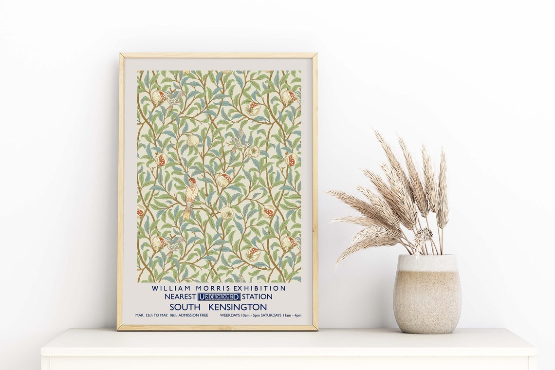William Morris Exhibition South Kensington Bird Floral Poster - Image 2