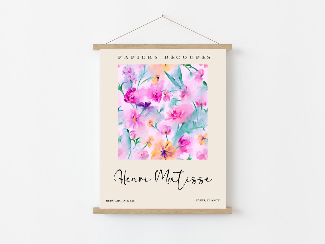 Henri Matisse Papiers Decoupes Pink Wildflower Watercolor Poster - Image 3