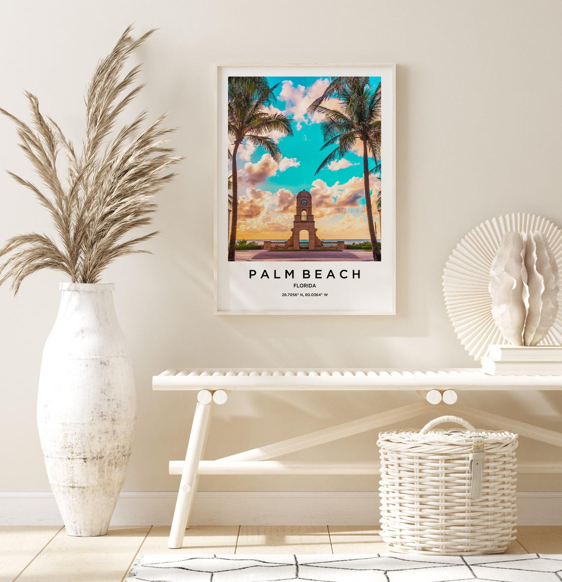 Palm Beach Florida Historic Clock Tower Palm Beachfront Poster - Image 3