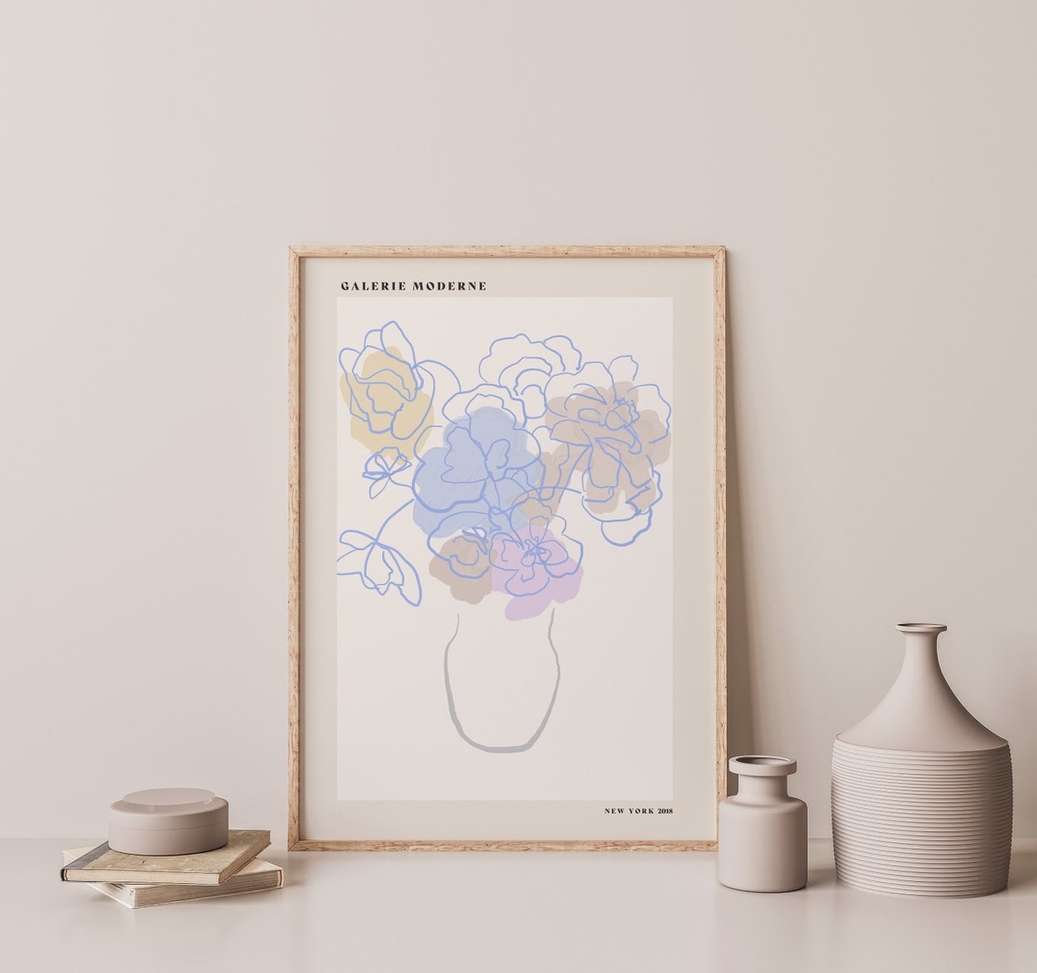 Galerie Moderne New York 2018 Pastel Floral Line Drawing Poster - Image 2