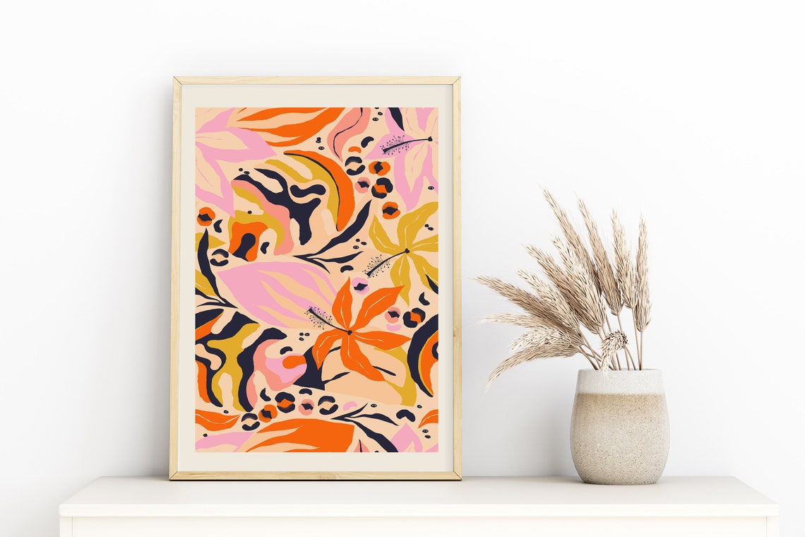 Pretty Tropical Art Print Bright Wall Decor Fun Poster A5 A4 A3 A2 Dining Room Flower Print Gallery Wall Gift Birthday Present - Image 3