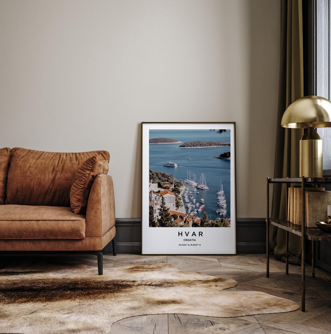 Hvar Croatia Aerial Adriatic Harbor Sailboat Old Town Poster - Image 3