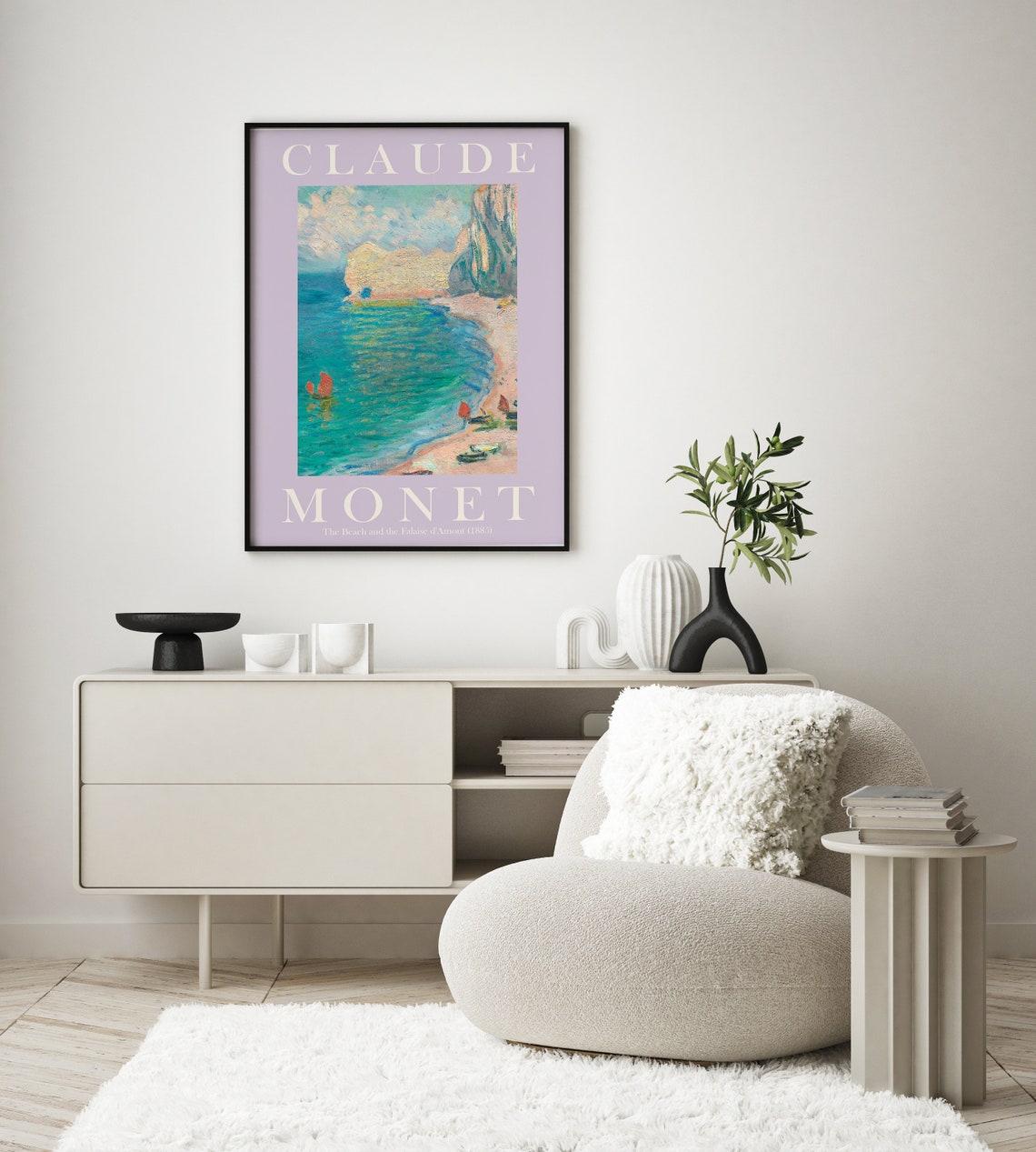 Claude Monet Beach And Falaise DAmont 1885 Lavender Art Poster - Image 2