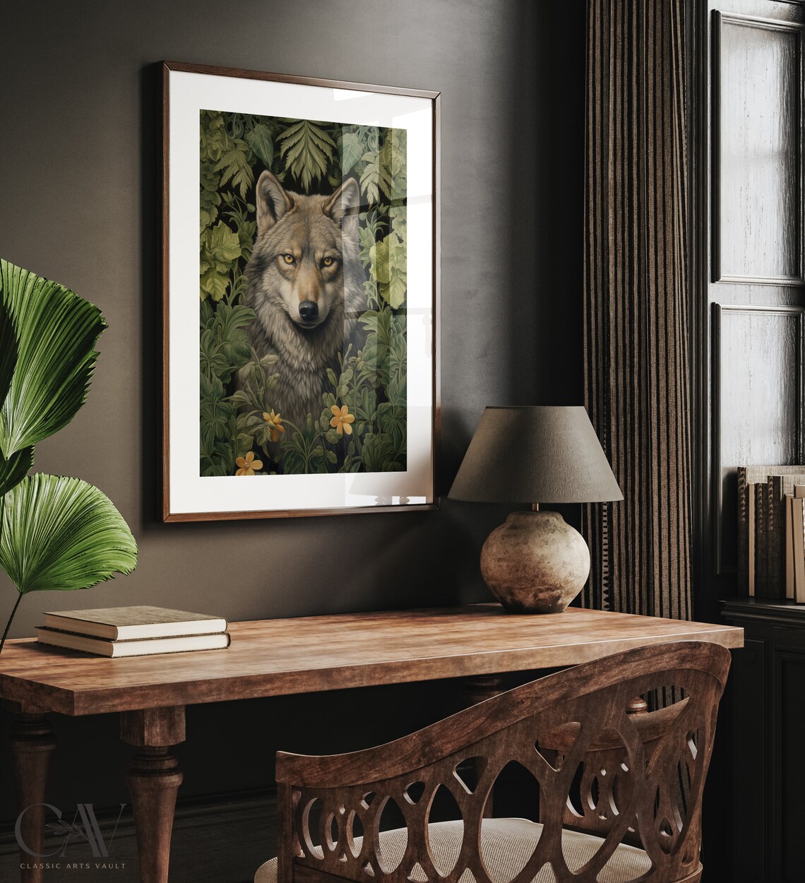 William Morris Inspired Wolf Art Print, Nature Style - Image 4