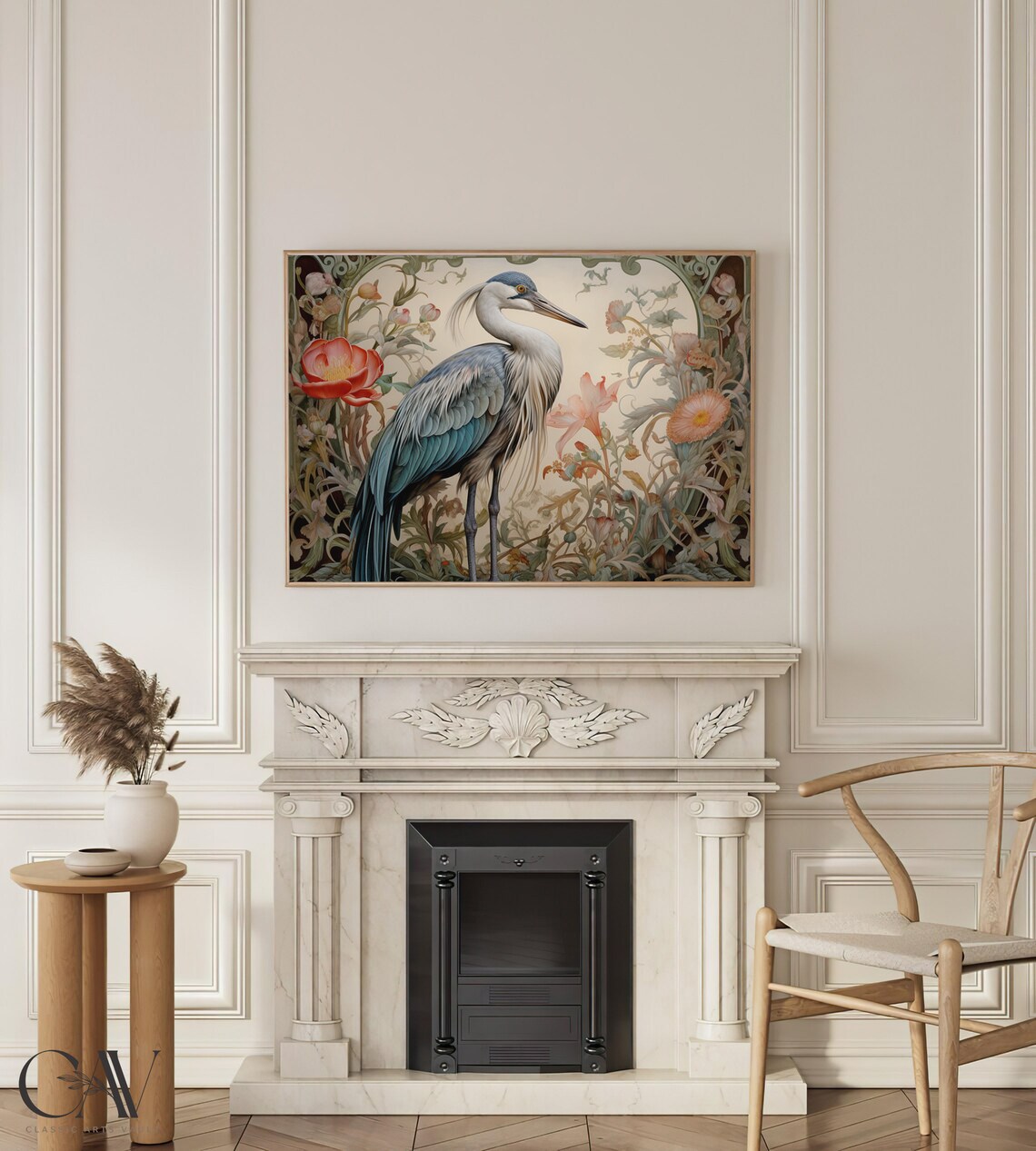 William Morris Inspired Crane Bird Art Print - Image 4