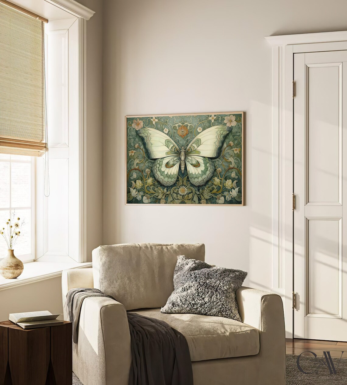 William Morris Inspired Butterfly Art Print, Farmhouse - Image 3