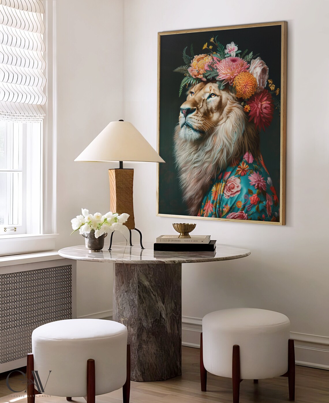 Lion Maximalist Eclectic Animal Portrait Print - Image 4