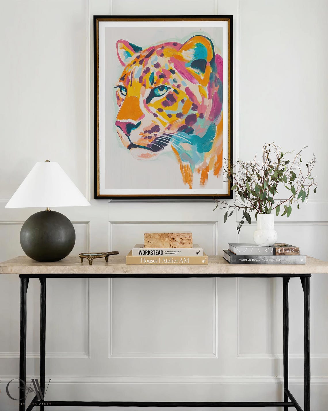 Bold Leopard Colorful Brushstroke Portrait Wild Big Cat Wall Art - Image 4