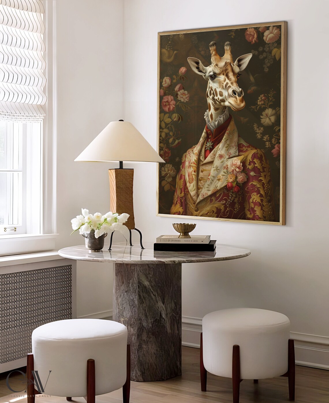 Giraffe Royal Renaissance Portrait Vintage Brocade Wall Poster - Image 4