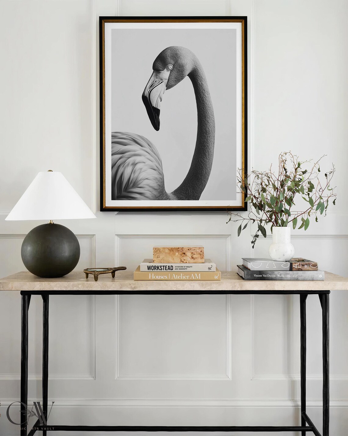 Black and White Flamingo Head and Neck Portrait Photography Poster - Image 4
