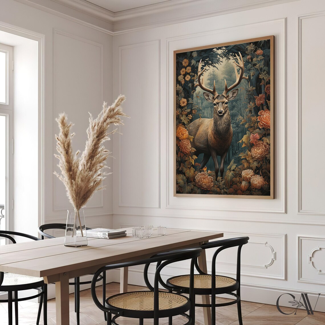 William Morris-Inspired Deer Autumn Art Print - Image 2