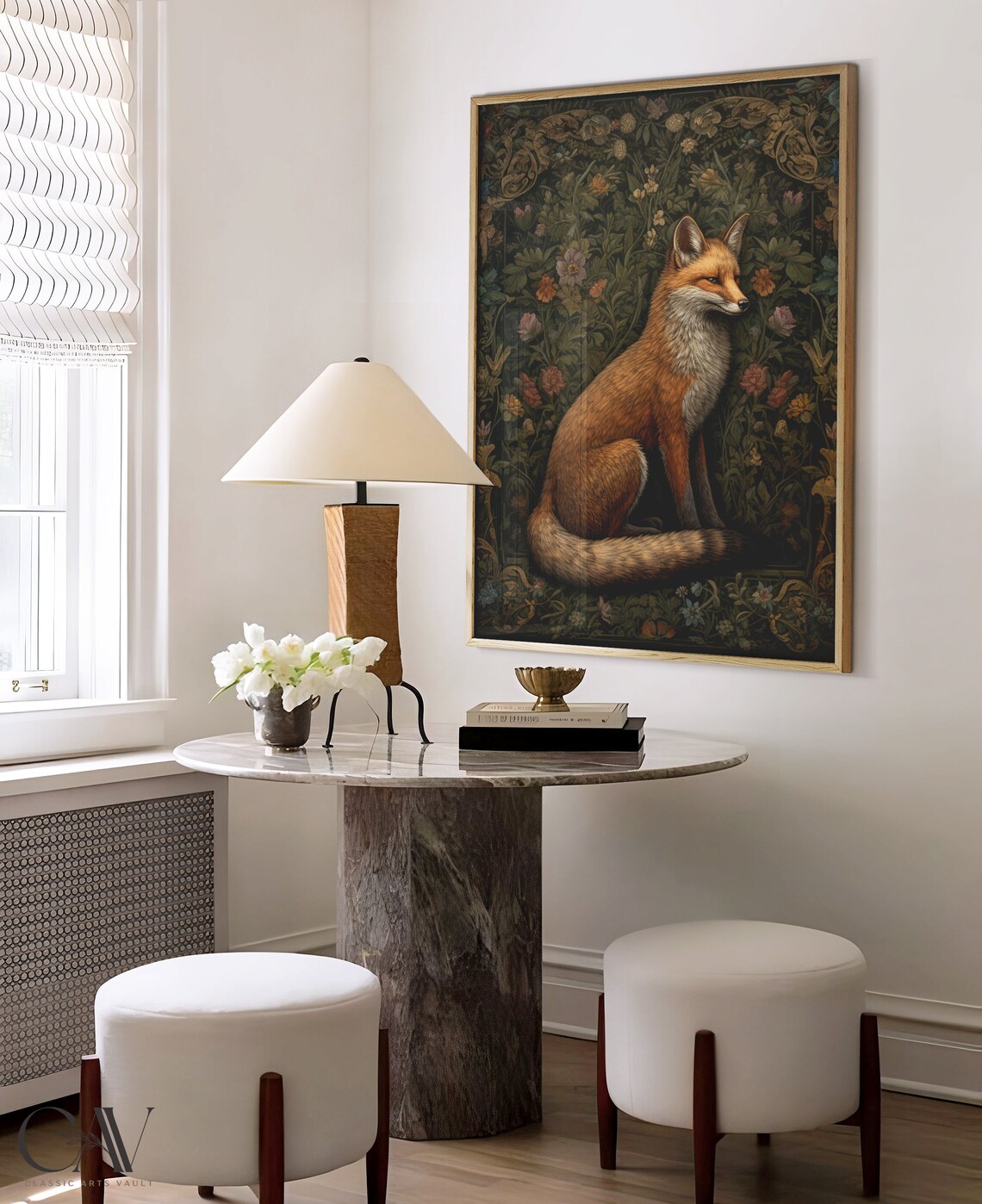 William Morris Inspired Fox Art Print, Nature Style - Image 2